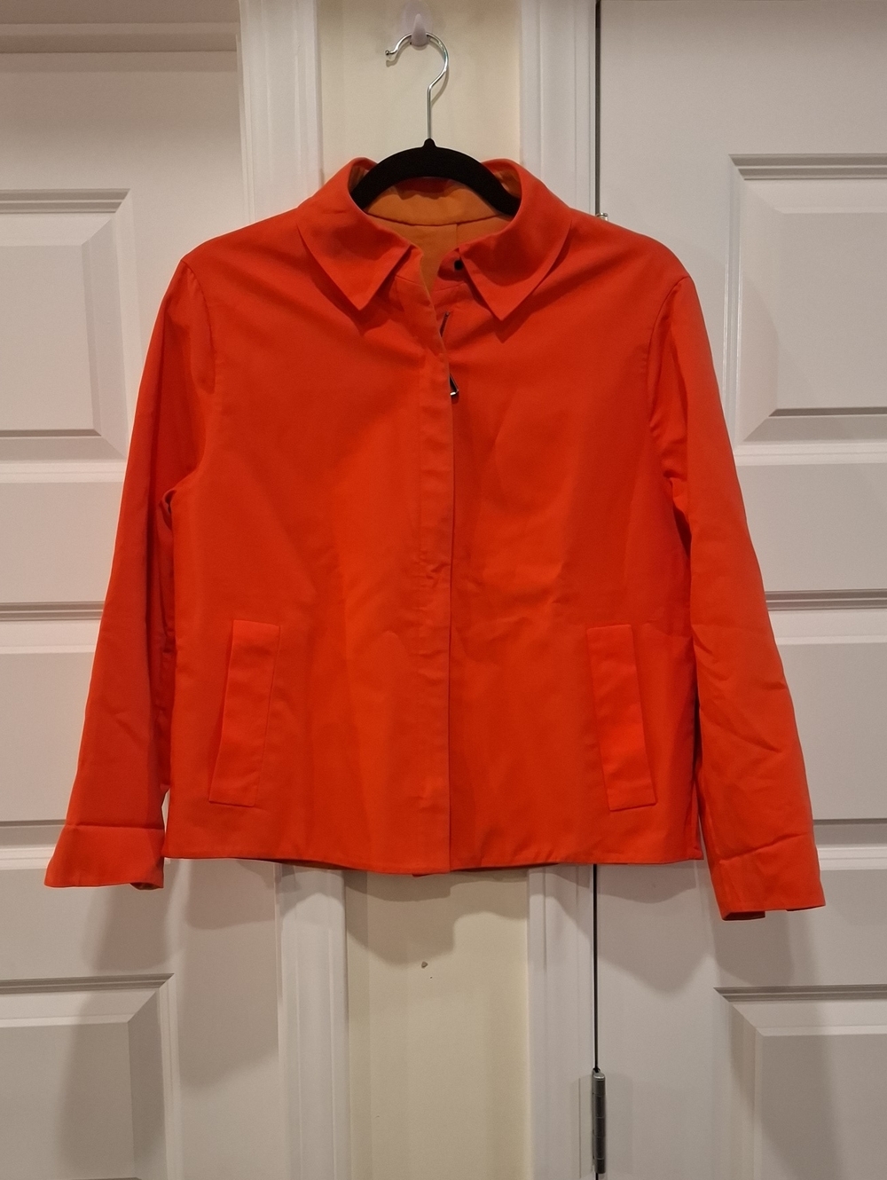 Akris Orange Reversible Cropped Zip Jacket Size US 6